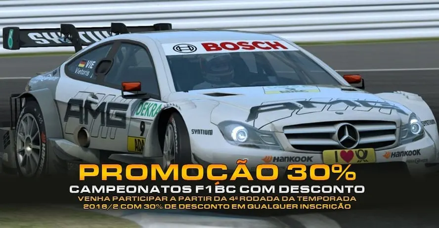 F1BC com 30% de desconto em inscrição para pilotos a partir da 4ª rodada da temporada