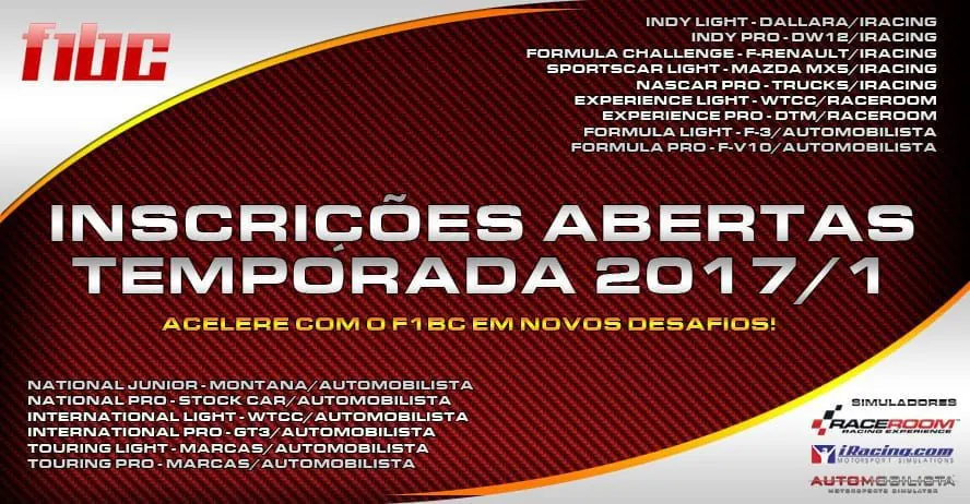 F1BC abre inscrições para temporada 2017/1 com promoções