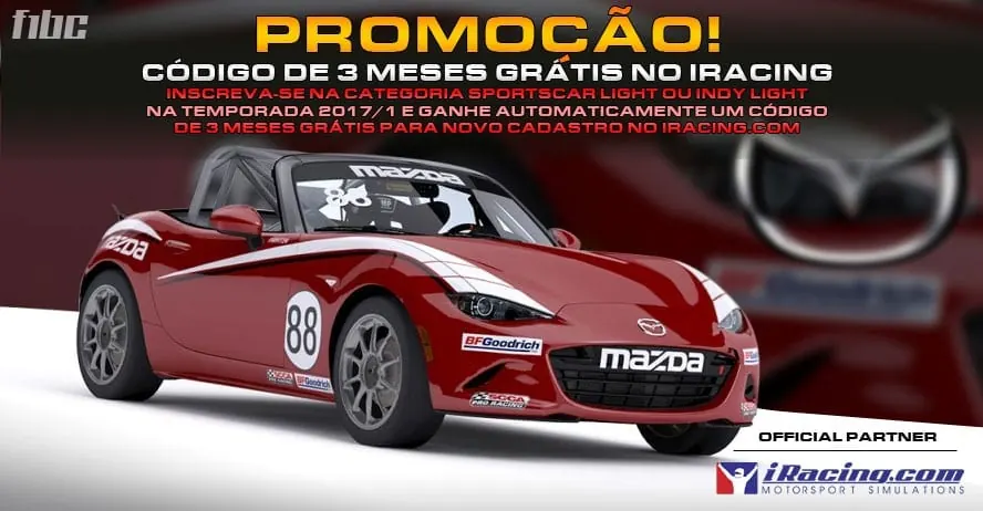 F1BC oferece código de 3 meses grátis no iRacing aos inscritos na Sportscar Light e Indy Light 2017/1