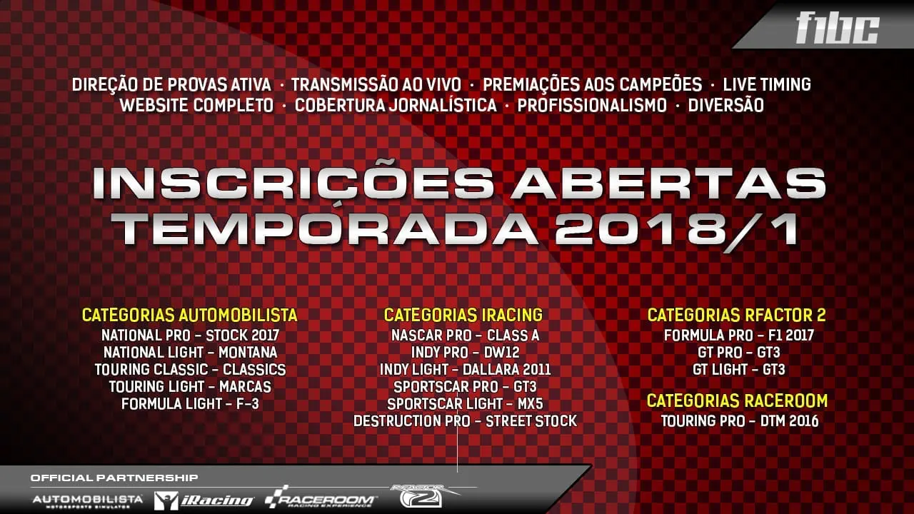 F1BC abre inscrições para campeonatos da temporada 2018/1