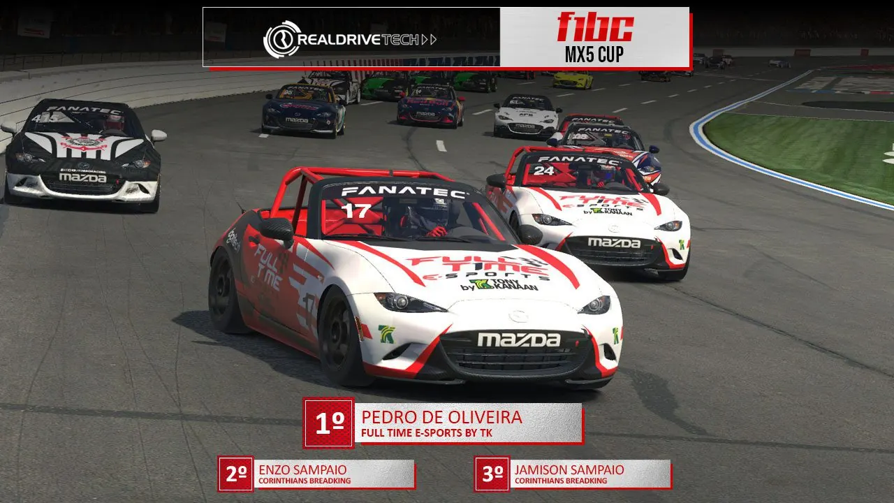 F1BC MX5 Cup: Pedro de Oliveira e Caio Sofiato vencem provas em Charlotte Road e embolam campeonato