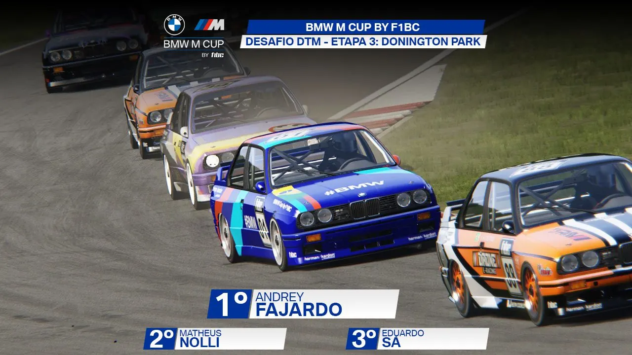 BMW M Cup by F1BC: Andrey Fajardo vence corrida emocionante em Donington Park