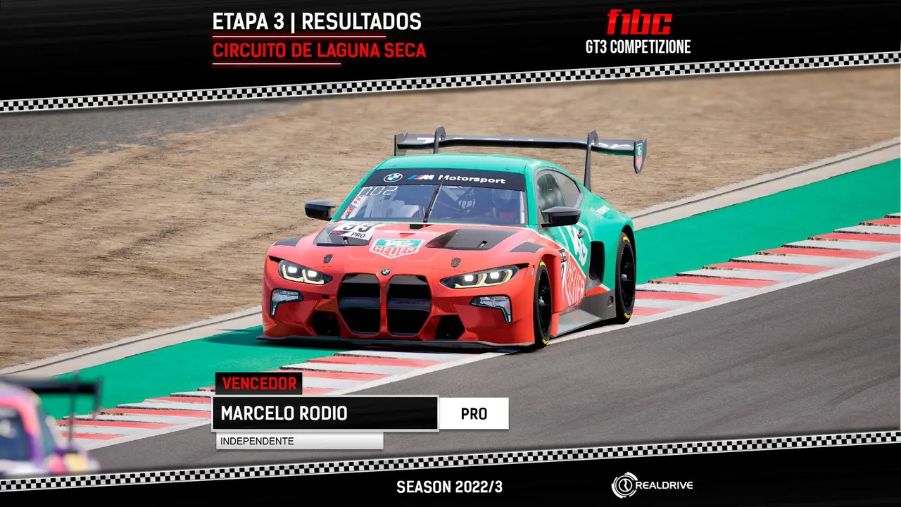 F1BC GT3 Competizione: Marcelo Ródio vence sua primeira na liga com grande atuação em Laguna Seca