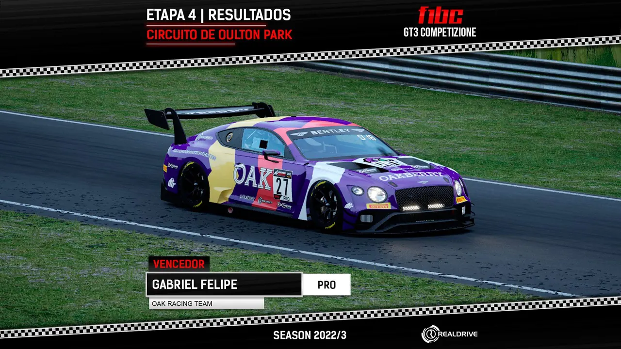 F1BC GT3 Competizione: Gabriel Felipe (ORT) vence duelo com Marcelo Ródio no limite em Oulton Park