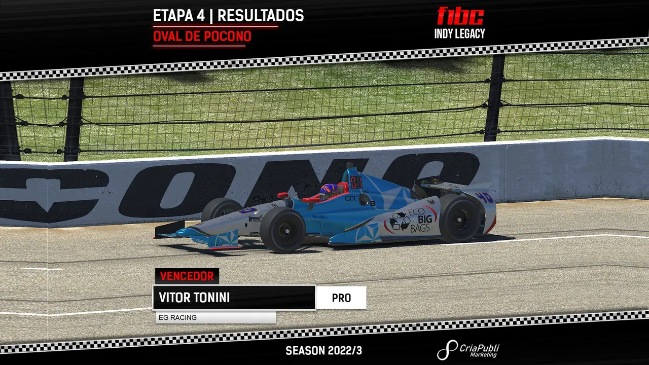 F1BC Indy Legacy: Raridade na competição, Vitor Tonini (EG) vence quarta consecutiva, em Pocono