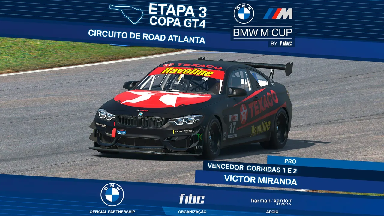 BMW M Cup by F1BC: Victor Miranda dá show em duas vitórias no circuito de Road Atlanta
