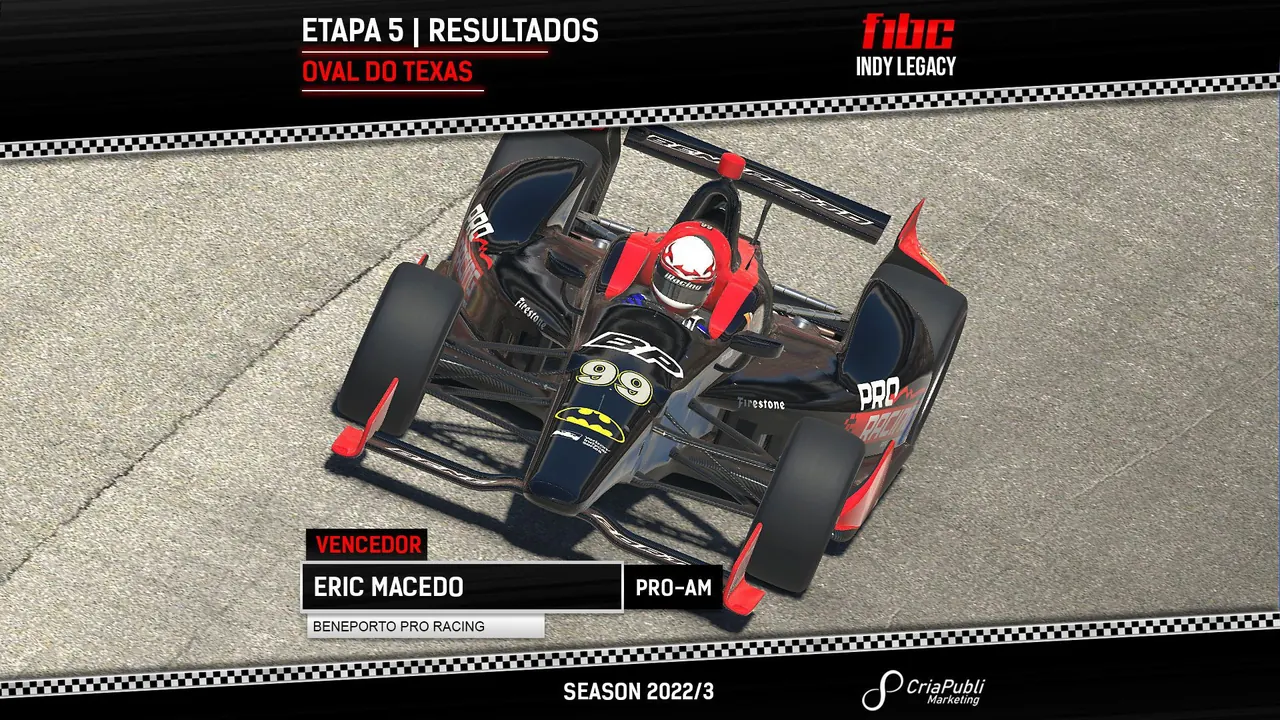 F1BC Indy Legacy: Eric Macedo (Beneporto) quebra sequência de Tonini e vence no Texas