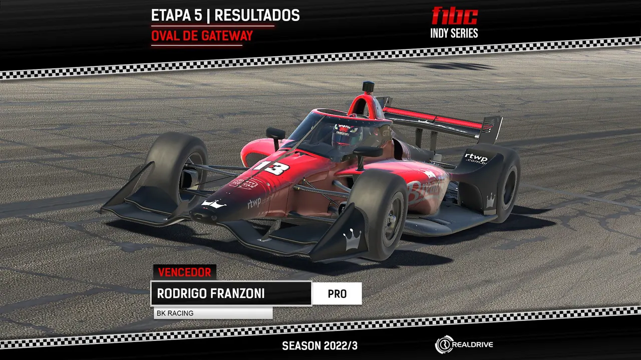 F1BC Indy Series: Rodrigo Franzoni (BK) vence em Gateway e entra de vez na briga pelo título