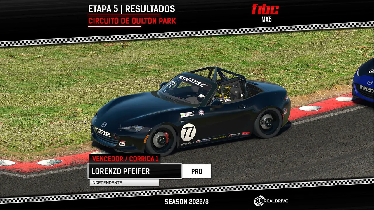 F1BC MX5 Cup: Lorenzo Pfeifer vence uma, e Jamison Sampaio (HUB) vence outra para faturar título em Oulton Park