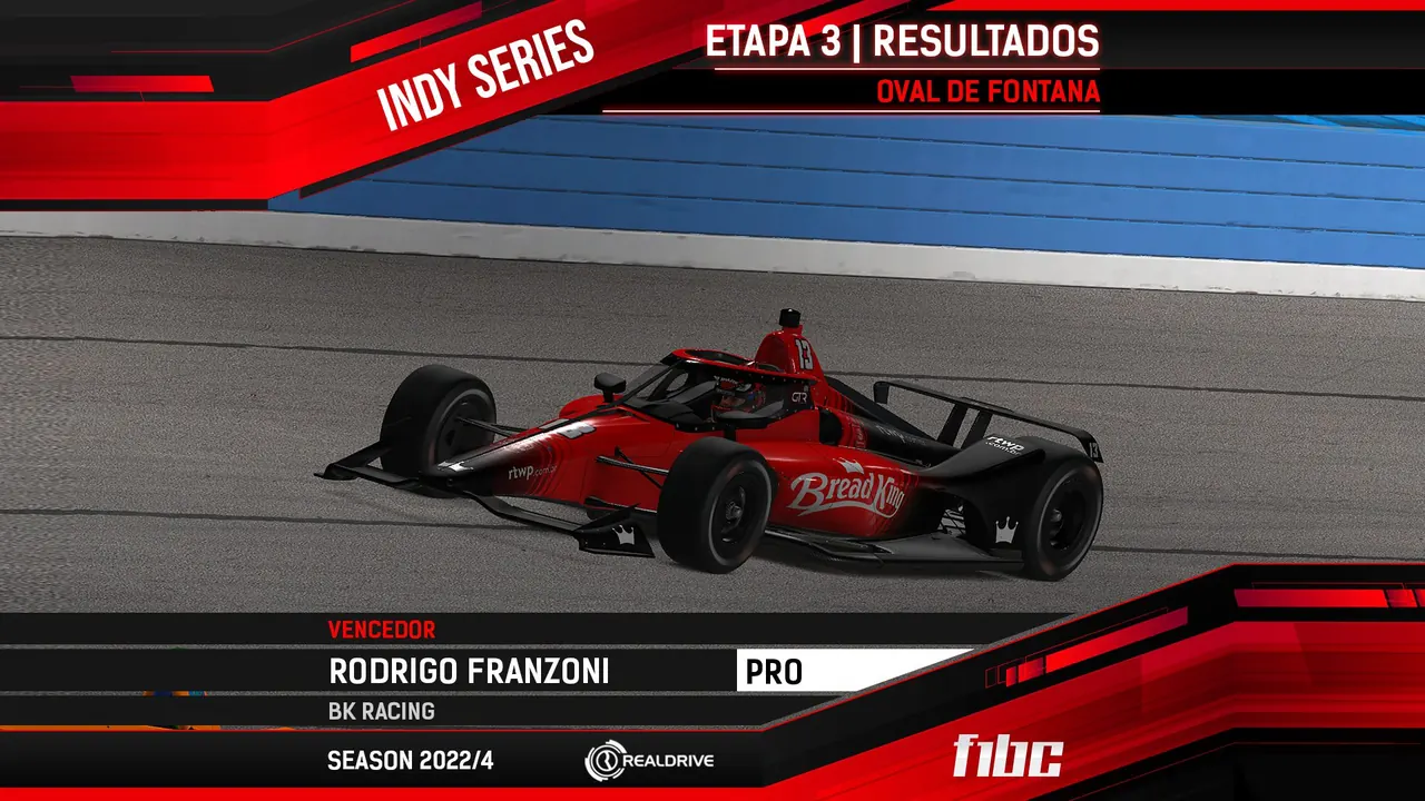 F1BC Indy Series: Corrida alucinante em Fontana tem vitória de Rodrigo Franzoni (BK)