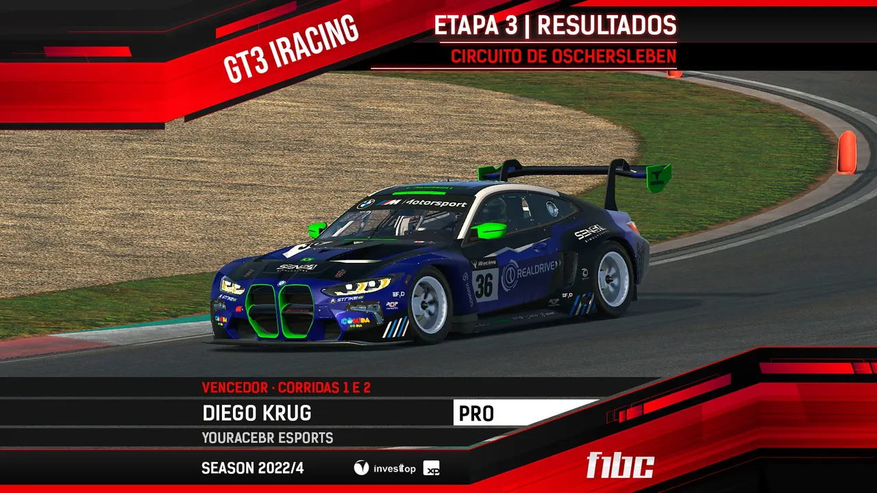 F1BC GT3 iRacing: Diego Krug tira duas vitórias da cartola em Oschersleben