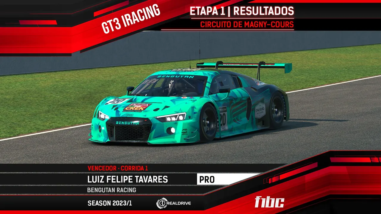 F1BC GT3 iRacing: Luiz Felipe Tavares e Diego Krug vencem na abertura em Magny-Cours