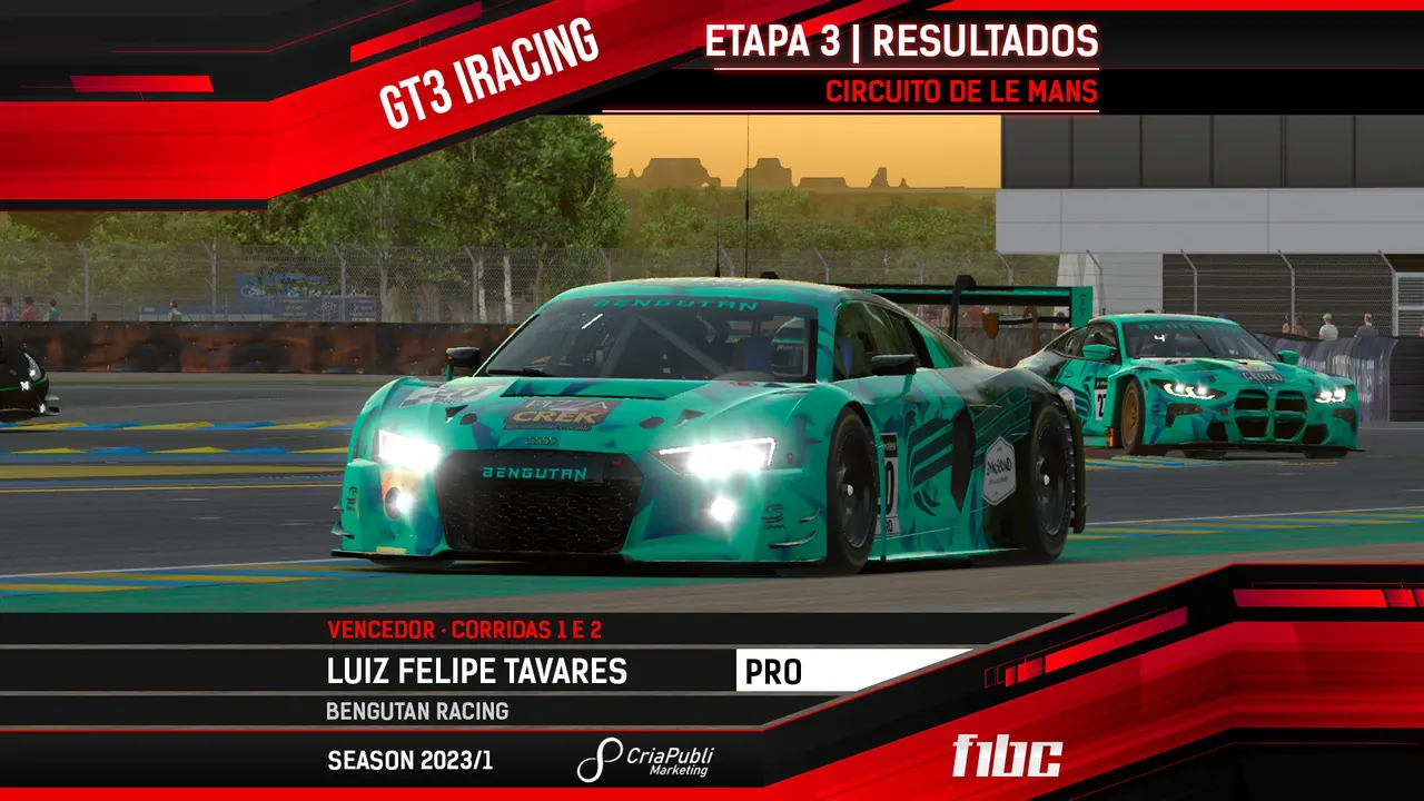 F1BC GT3 iRacing: Luiz Felipe Tavares domina em Le Mans, em duas corridas bem agitadas