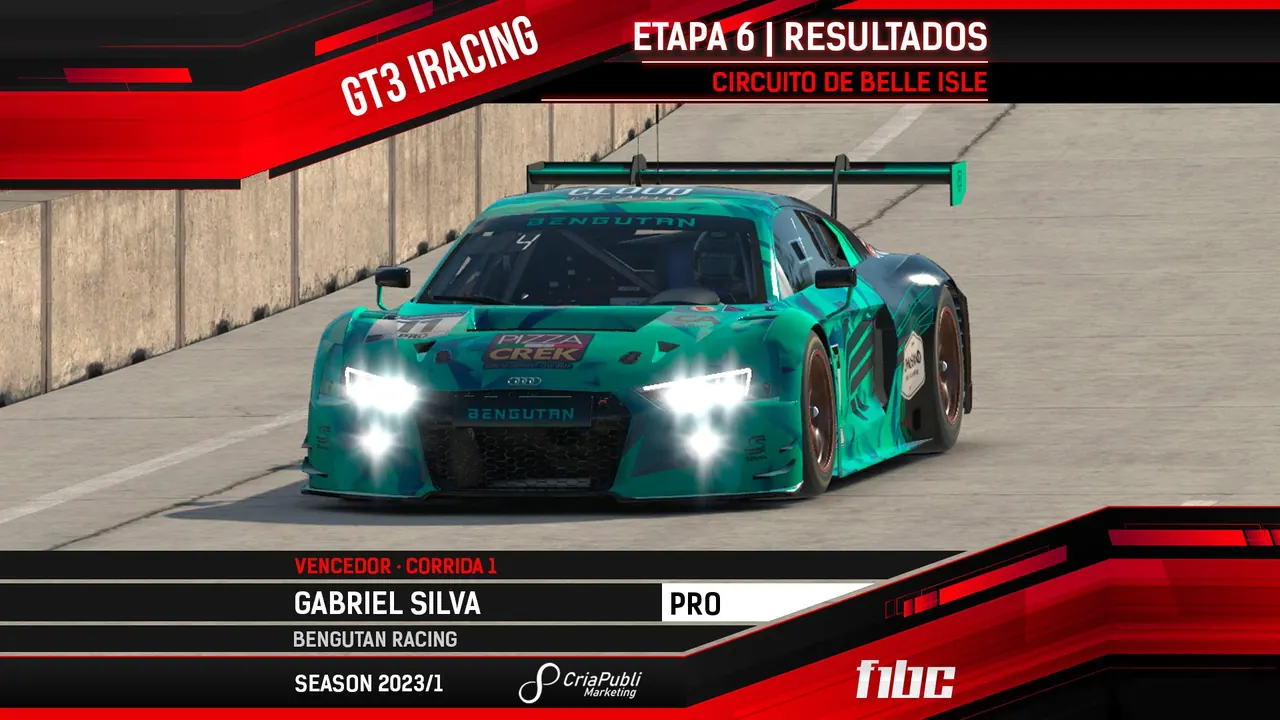 F1BC GT3 iRacing: Gabriel Silva vence em Belle Isle, Felipe Pinheiro e Pablo Cenjor confirmam títulos