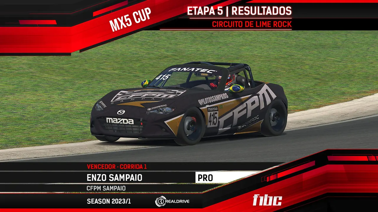 F1BC MX5 Cup: Marcos Paiva e Enzo Sampaio (próximo do título) vencem em Lime Rock