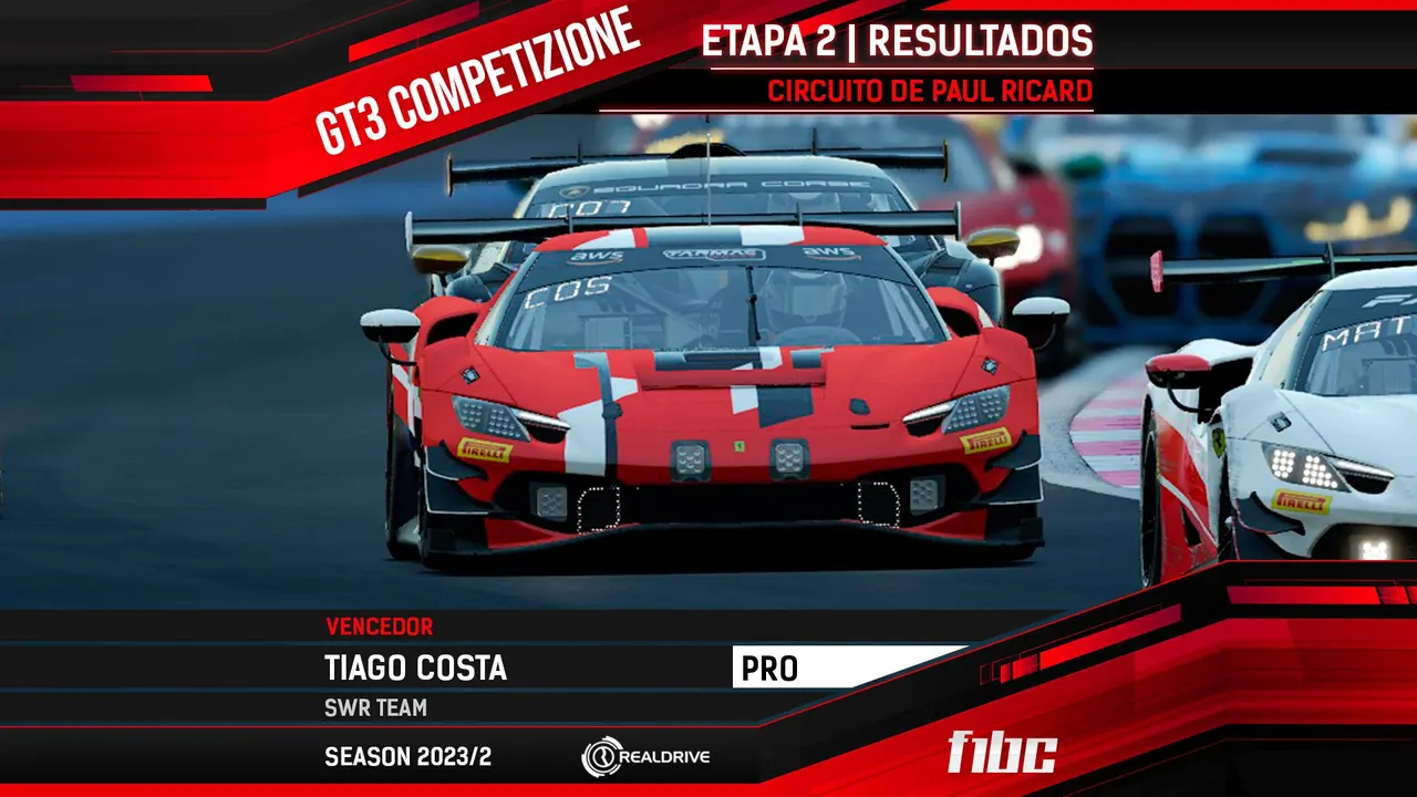 F1BC GT3 Competizione: Tiago Costa repete a dose com vitória em Paul Ricard