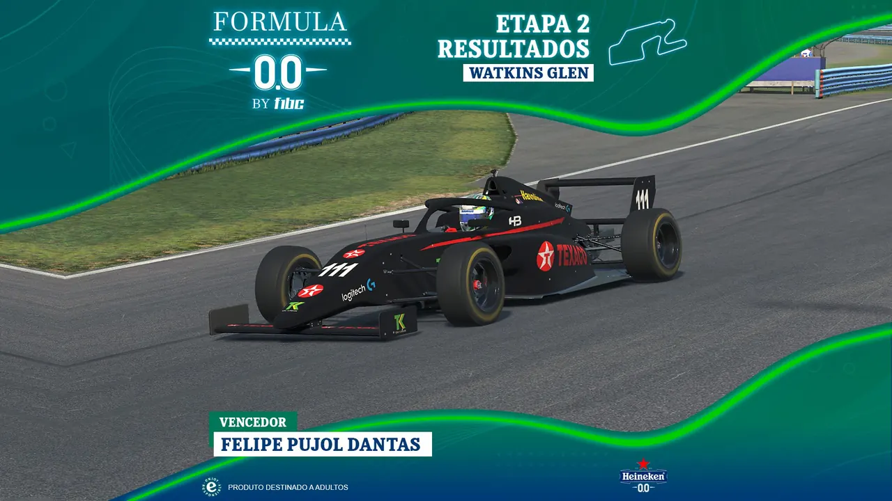 Formula Heineken 0.0 by F1BC: Felipe Pujol Dantas vence prova agitada em Watkins Glen