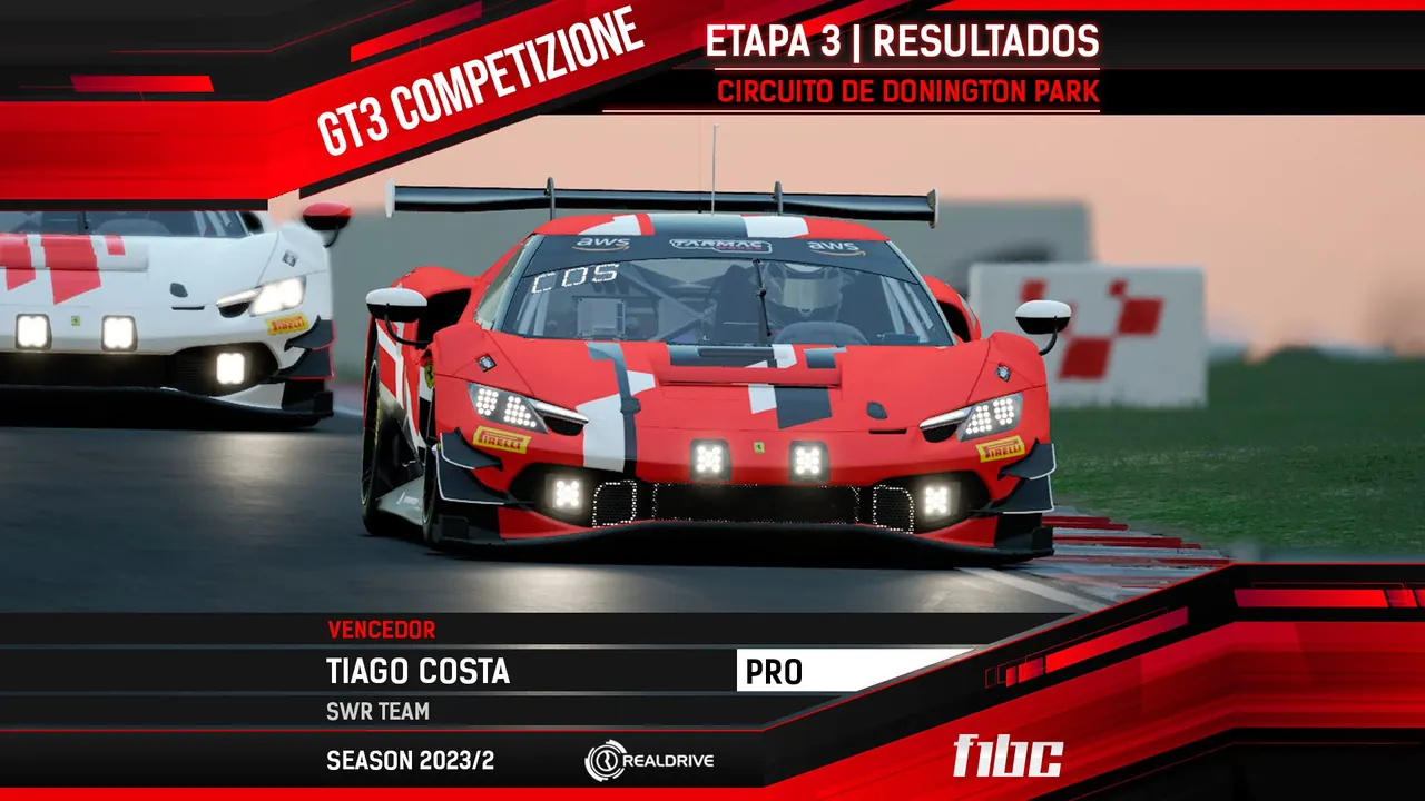 F1BC GT3 Competizione: Tiago Costa (SWR) vence em situação adversa em Doninton Park