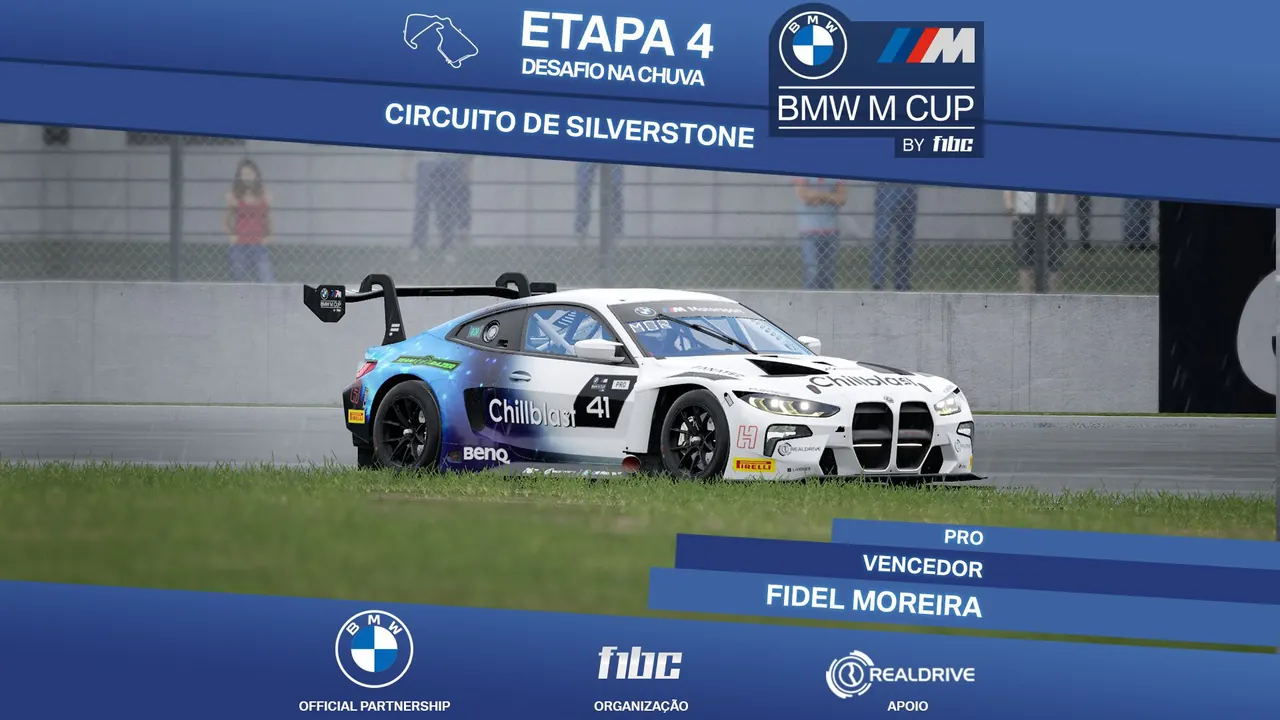 BMW M Cup by F1BC: Fidel Moreira vence Desafio na Chuva em Silverstone