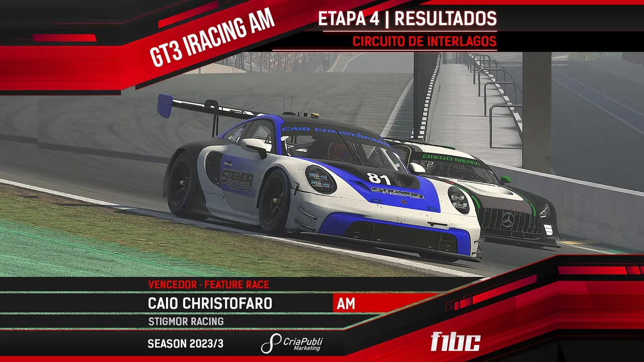 F1BC GT3 iRacing AM: Interlagos tem vitórias de Caio Christófaro e Diego Nervi