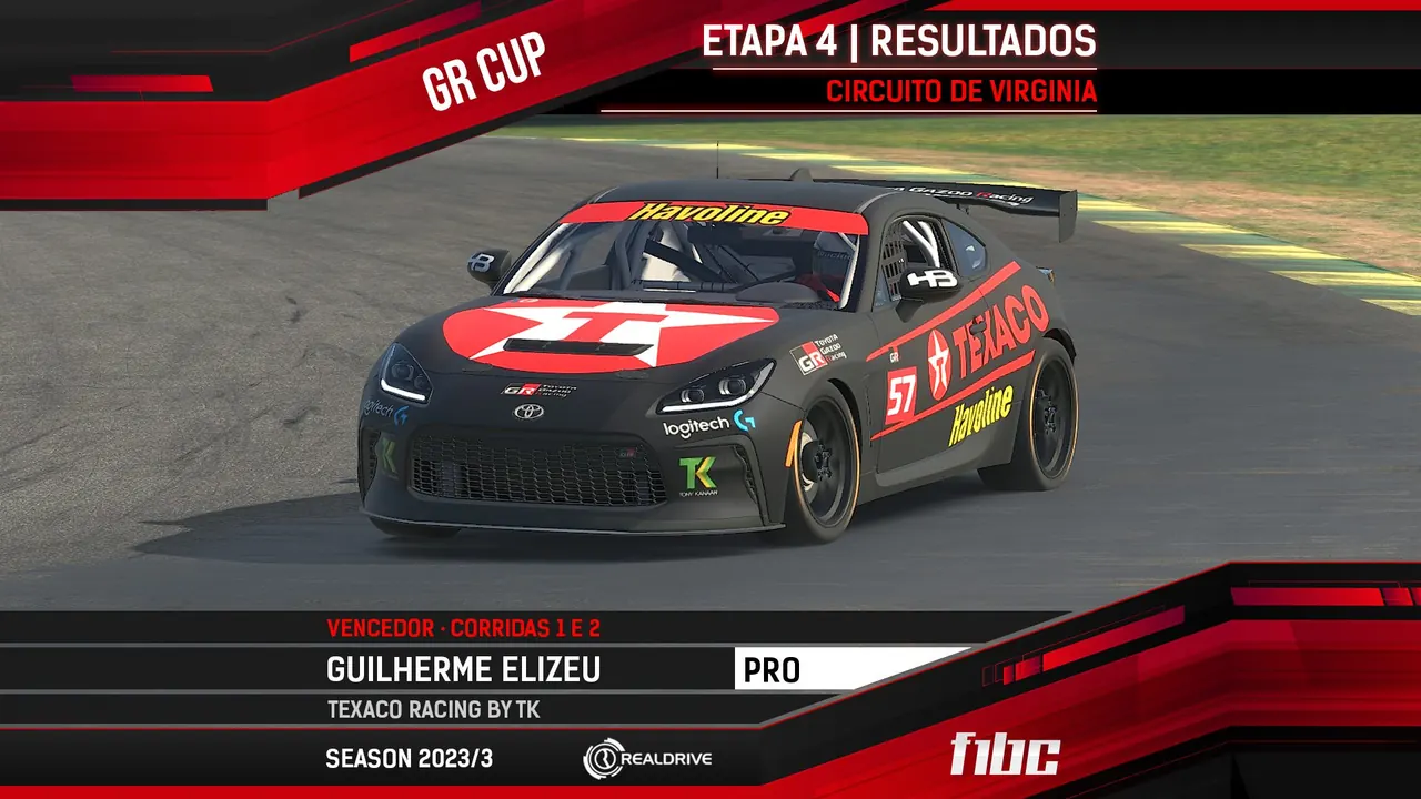 F1BC GR Cup: Guilherme Elizeu vence corridas movimentadas em Virginia