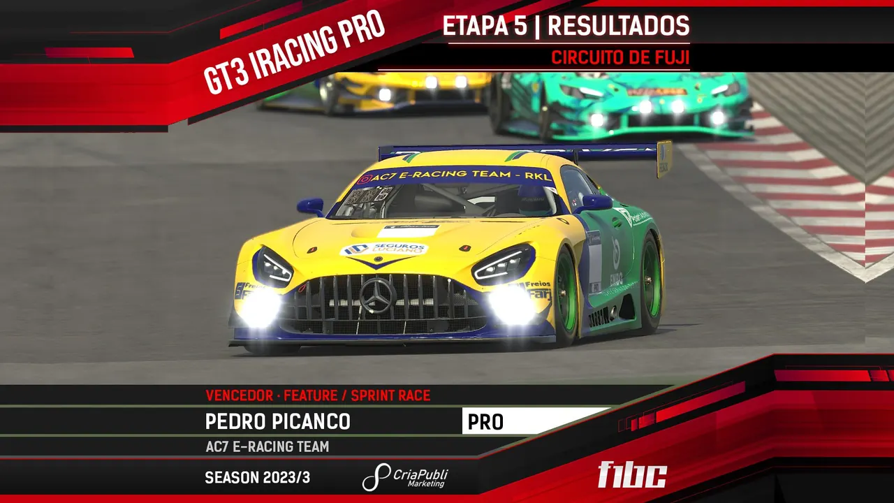 F1BC GT3 iRacing PRO: Pedro Picanço e Henrique Poletti vencem em suas classes em Fuji
