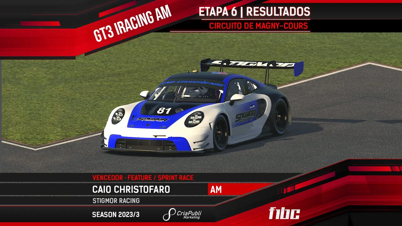 F1BC GT3 iRacing AM: Caio Christófaro surpreende e fatura o título em Magny-Cours
