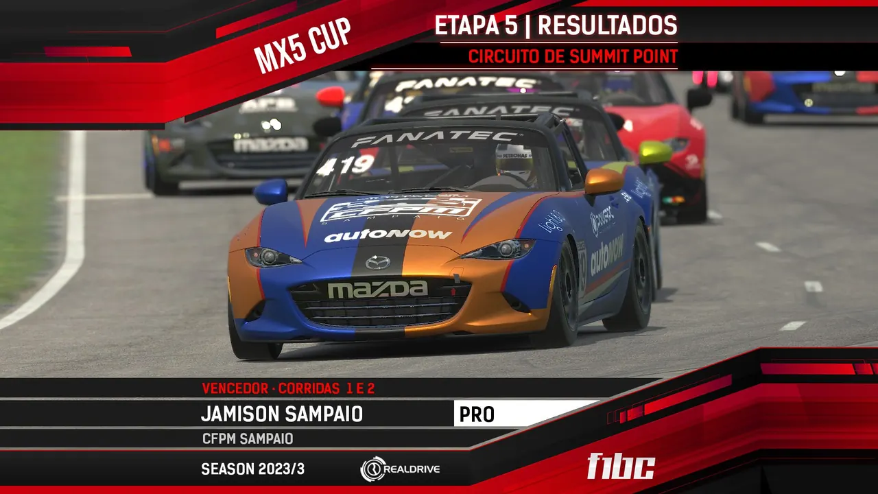 F1BC MX5 Cup: Jamison Sampaio vence em Summit Point e fatura o título