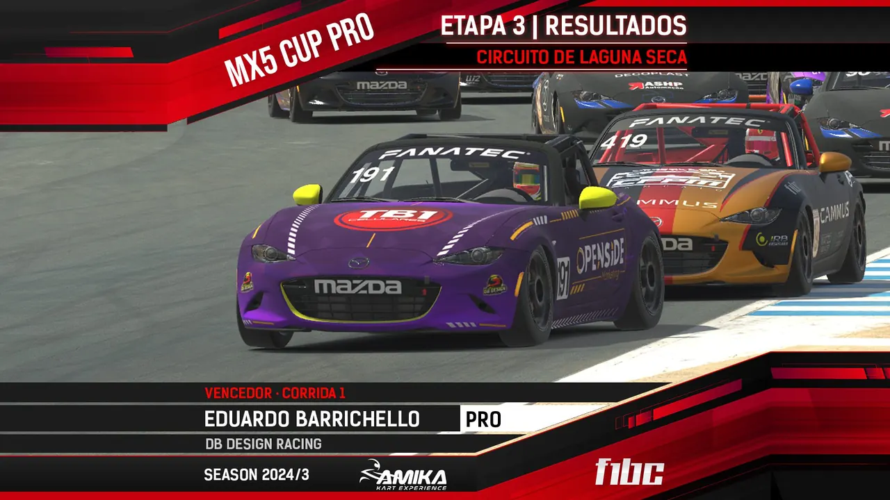 AMIKA MX5 Pro: Em Laguna Seca, Dudu Barrichello e Marcos Paiva vencem grandes corridas