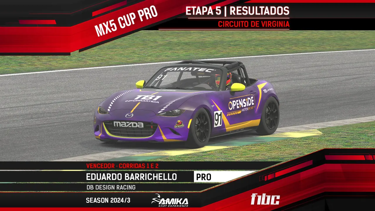 AMIKA MX5 Pro: Em Virginia, Eduardo Barrichello vence duas e empata na liderança