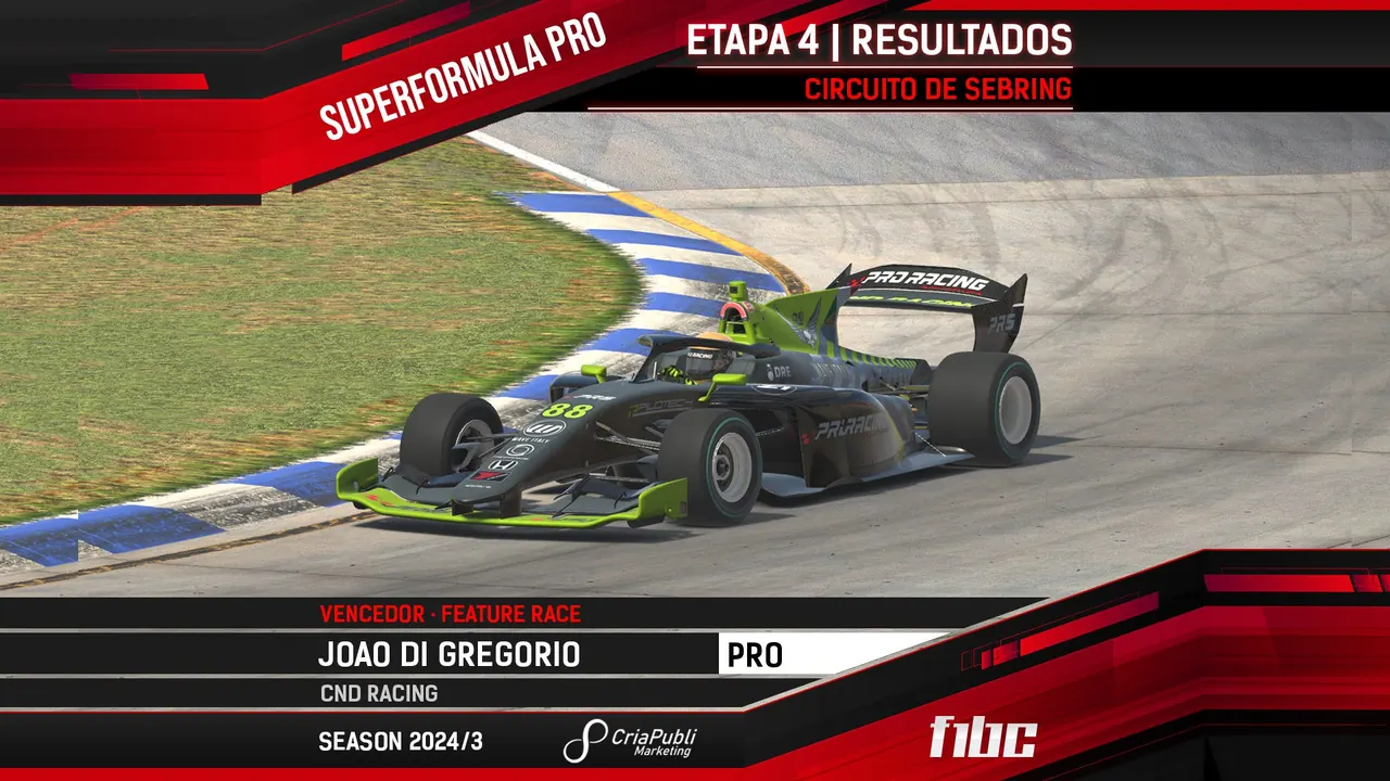 CriaPubli SuperFormula: João Di Gregório e Rafa Souza vencem em Sebring