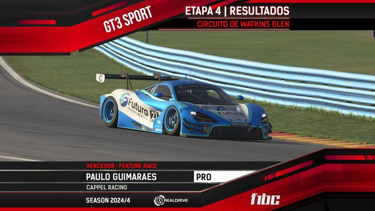 Realdrive GT3 Sport: Paulo Guimarães e Felipe Pulz vencem em Watkins Glen