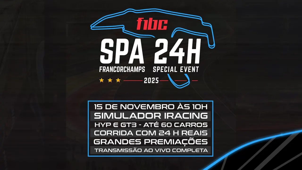 Evento Especial com inscrições abertas: F1BC Spa 24h vem aí!