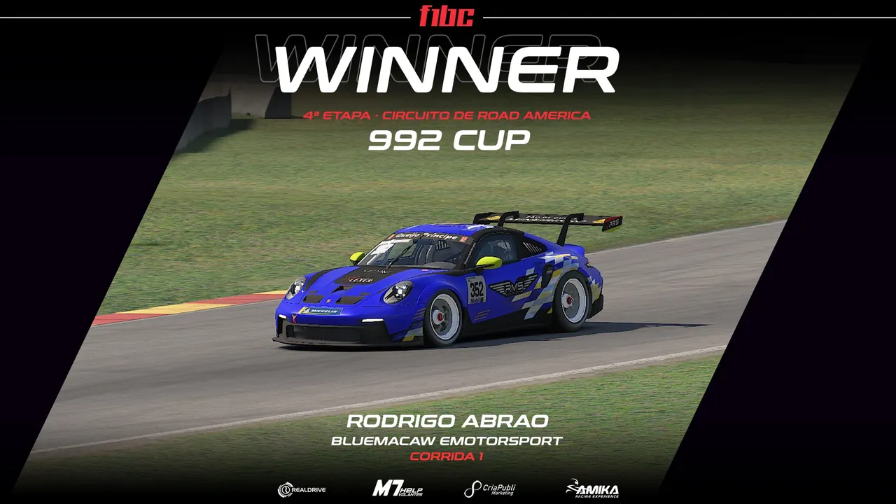 F1BC 992 Cup: Rodrigo Abrao e Raphael Silva vencem em Road America