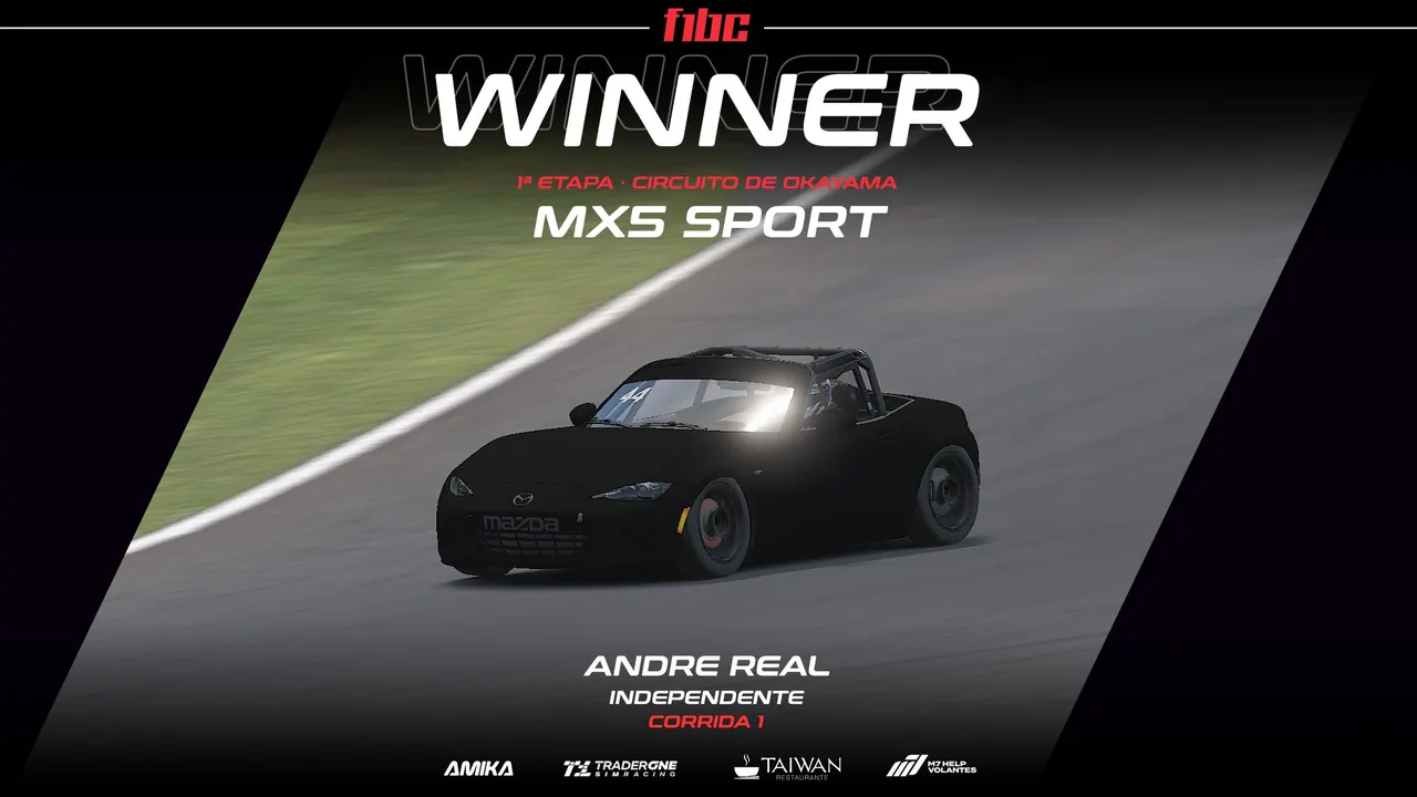 F1BC MX5 Sport: Andre Real e Kesley Pereira vencem em Okayama