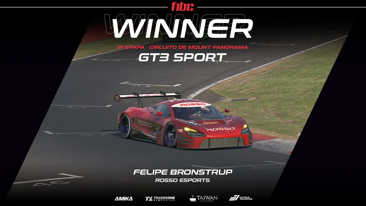 F1BC GT3 Sport: Felipe Bronstrup brilha com vitória em Bathurst