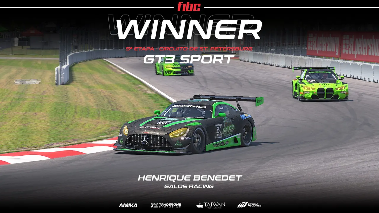 F1BC GT3 Sport: Henrique Benedet vence corrida incrível em St. Pete